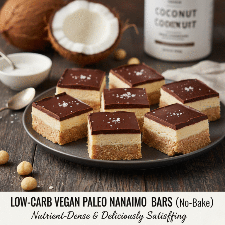 Low-Carb Vegan Paleo Nanaimo Bars (No-Bake)